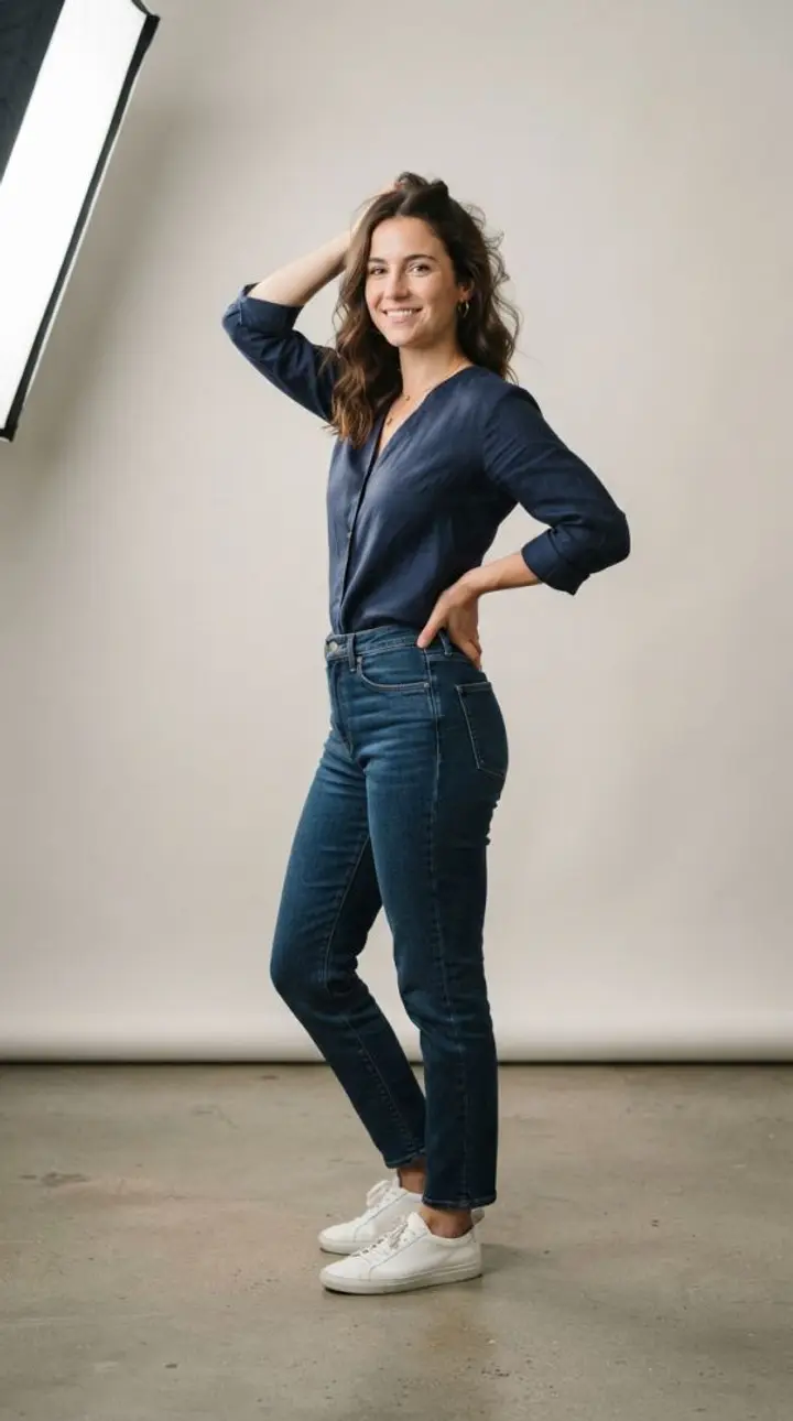 Hand to hair pose reference photo