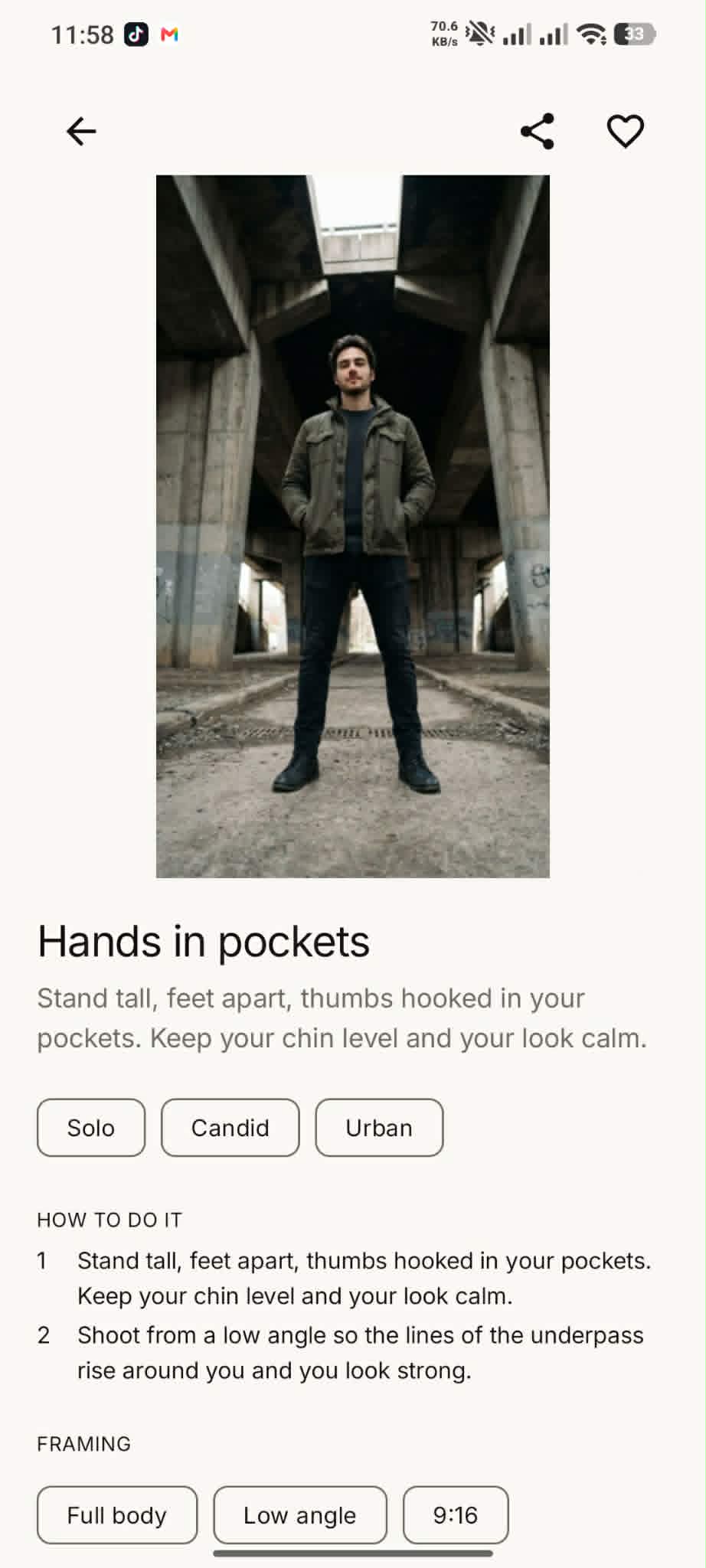Poseo screenshot: Read the pose, step by step